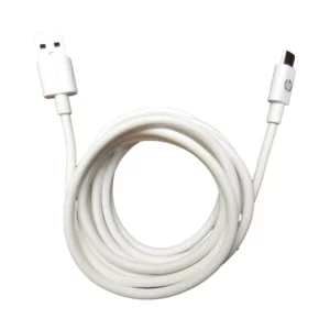 HP DHC-TC100-2M cable USB-A a USB-C blanco de 2 m, enrollado; conector USB-A a la izquierda y USB-C con logo HP a la derecha y fondo blanco. Cable Usb 2.0 tipo-a a tipo-c.