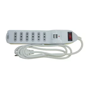 zapatilla eléctrica 6 tomas USB Macrotel blanca