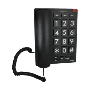 teléfono sobremesa fijo Philco negro botones grandes