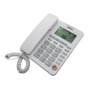teléfono fijo con pantalla manos libres Uniden blanco