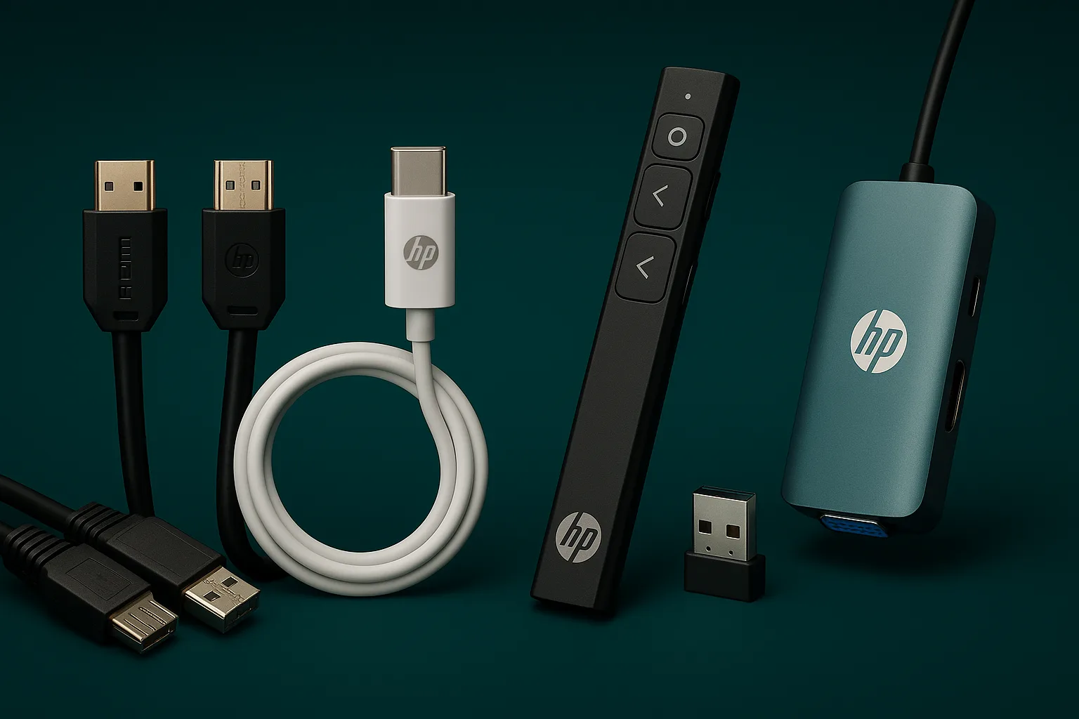 Cables y adaptadores HP para notebooks, monitores y proyectores