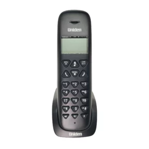 Teléfono fijo Uniden negro con visor LCD retroiluminado y altavoz