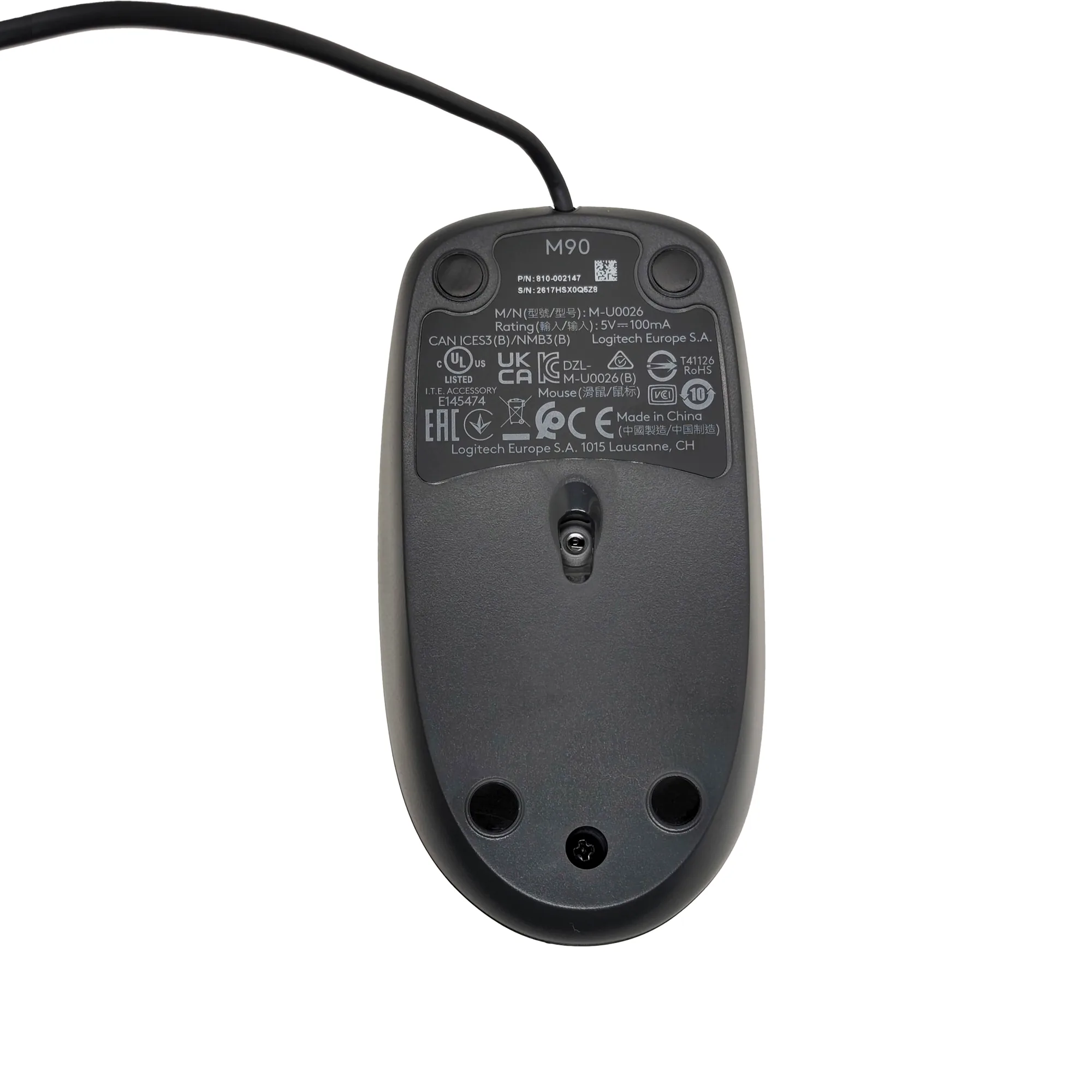Mouse Logitech USB Negro 1000 DPI Ambidiestro para PC - Imagen 4