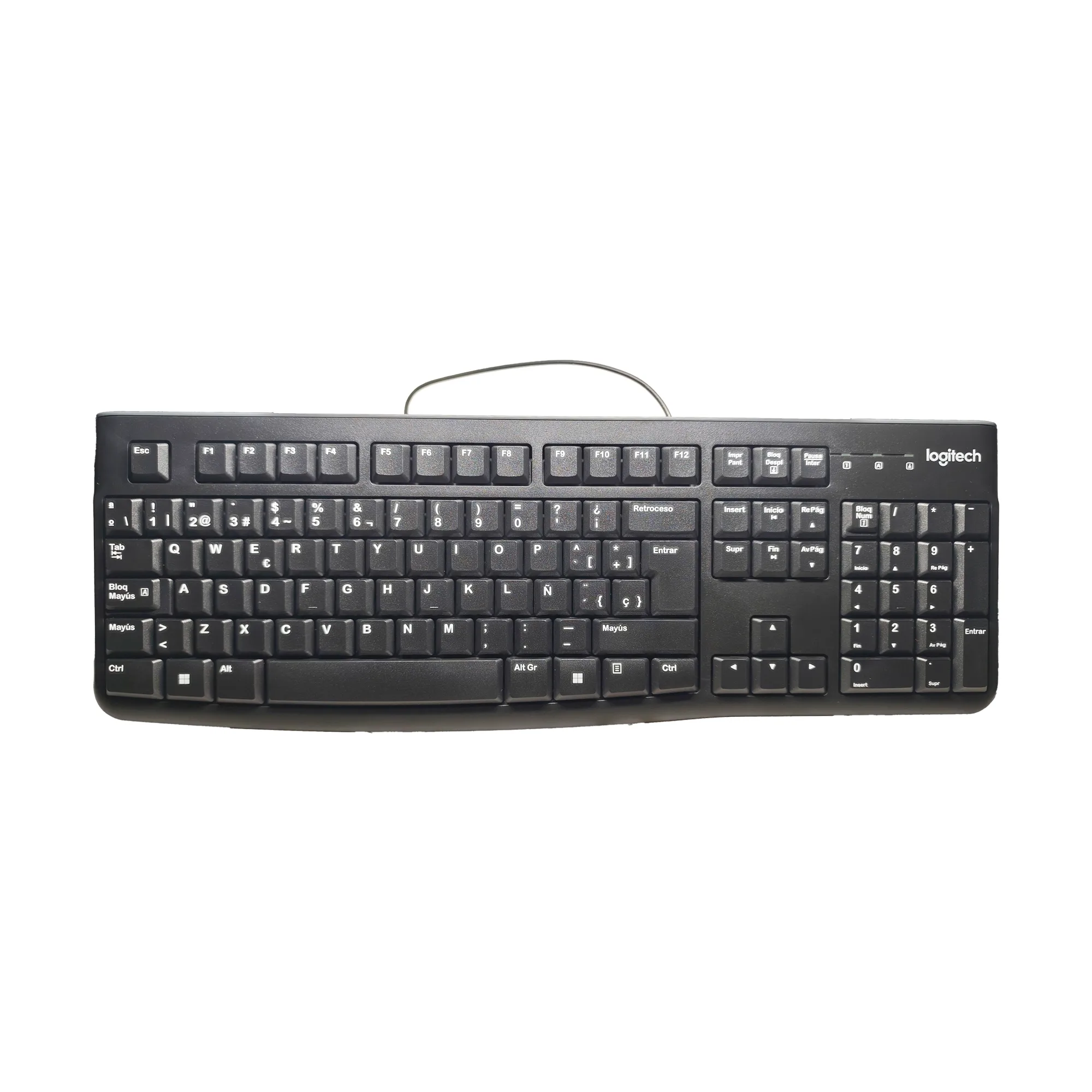 Teclado Logitech negro de tamaño completo con distribución QWERTY en español